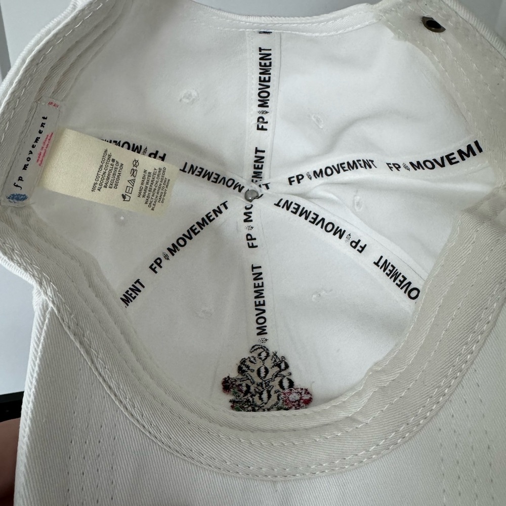 Free People White Cap with Black Motif & Red Floral Embroidery - Picture 2 of 4